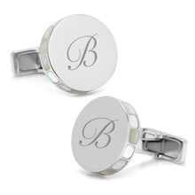 Load image into Gallery viewer, Stainless Steel Mother of Pearl Mosaic Engravable Cufflinks
