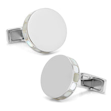 Load image into Gallery viewer, Stainless Steel Mother of Pearl Mosaic Engravable Cufflinks

