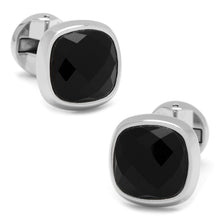 Load image into Gallery viewer, Faceted Onyx Cushion Cufflinks
