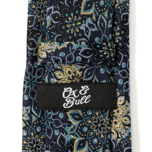 Load image into Gallery viewer, Kaleido Floral Navy Tan Accented Men's Tie
