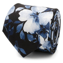 Load image into Gallery viewer, Painted Floral Black Silk Men's Tie
