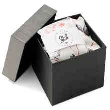 Load image into Gallery viewer, Painted Floral Gray Necktie and Pocket Square Gift Set
