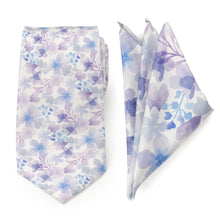 Load image into Gallery viewer, Watercolor Lavender Tie and Pocket Square Gift Set
