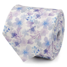 Load image into Gallery viewer, Watercolor Lavender Mix Print Silk Men's Tie
