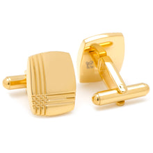 Load image into Gallery viewer, Sterling Silver Gold Tartan Plaid Cufflinks
