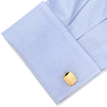 Load image into Gallery viewer, Sterling Silver Gold Tartan Plaid Cufflinks
