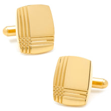 Load image into Gallery viewer, Sterling Silver Gold Tartan Plaid Cufflinks
