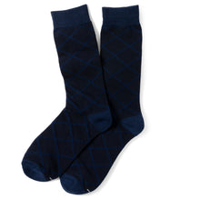 Load image into Gallery viewer, Grid Navy Men's Socks
