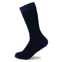 Load image into Gallery viewer, Grid Navy Men's Socks
