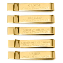 Load image into Gallery viewer, Wedding Party Gold Engravable Tie Bar
