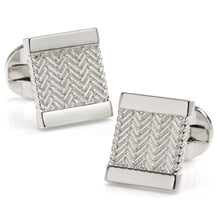 Load image into Gallery viewer, Silver Herringbone Cufflinks
