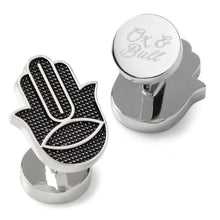 Load image into Gallery viewer, Hamsa Textured Silver Cufflinks
