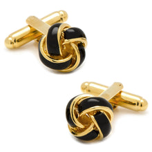 Load image into Gallery viewer, Black and Gold Knot Cufflinks
