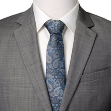 Load image into Gallery viewer, Blue &amp; Gray Paisley Men's Tie
