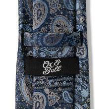 Load image into Gallery viewer, Blue &amp; Gray Paisley Men's Tie
