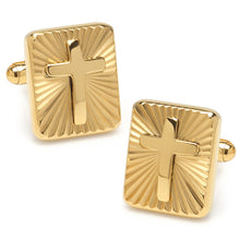 Load image into Gallery viewer, Radiant Cross Gold Sterling Silver Cufflinks
