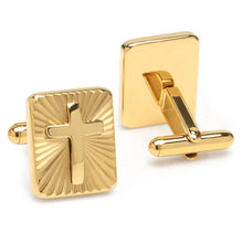 Load image into Gallery viewer, Radiant Cross Gold Stainless Steel Cufflinks
