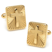 Load image into Gallery viewer, Radiant Cross Gold Stainless Steel Cufflinks
