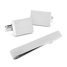 Load image into Gallery viewer, Engravable Rectangle Cufflinks and Tie Bar Gift Set
