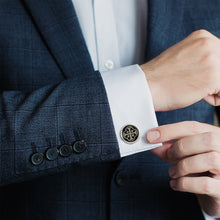 Load image into Gallery viewer, Shipwreck Cross Coin Antique Silver Cufflinks
