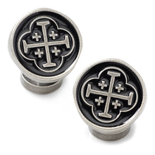 Load image into Gallery viewer, Shipwreck Cross Coin Antique Silver Cufflinks
