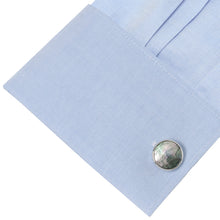 Load image into Gallery viewer, Sterling Mosaic Smoke Mother of Pearl Cufflinks
