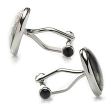 Load image into Gallery viewer, Sterling Mosaic Smoke Mother of Pearl Cufflinks
