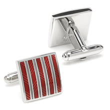 Load image into Gallery viewer, Red and Gray Striped Square Cufflinks
