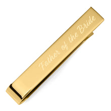 Load image into Gallery viewer, Wedding Title Engravable Gold Tie Bar
