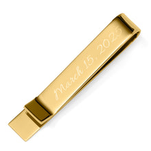 Load image into Gallery viewer, Wedding Title Engravable Gold Tie Bar
