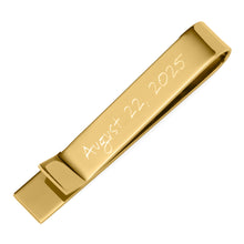 Load image into Gallery viewer, Wedding Title Engravable Gold Tie Bar

