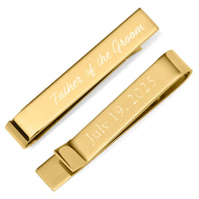 Load image into Gallery viewer, Wedding Title Engravable Gold Tie Bar
