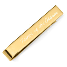 Load image into Gallery viewer, Wedding Title Engravable Gold Tie Bar
