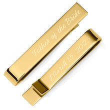 Load image into Gallery viewer, Wedding Title Engravable Gold Tie Bar
