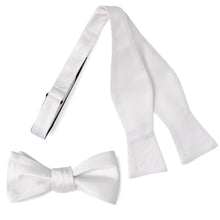 Load image into Gallery viewer, White Silk Self Bow Tie
