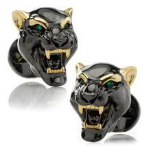 Load image into Gallery viewer, Sterling Silver Black and Gold Panther Cufflinks
