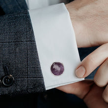 Load image into Gallery viewer, Sterling Silver Classic Formal Amethyst Cufflinks
