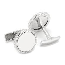 Load image into Gallery viewer, Sterling Silver Rope Border Engravable Round Cufflinks
