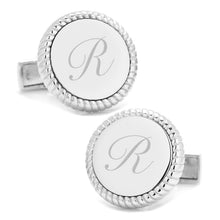 Load image into Gallery viewer, Sterling Silver Rope Border Engravable Round Cufflinks
