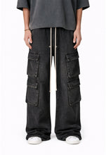 Load image into Gallery viewer, NOIR FLOW DENIM CARGO PANTS
