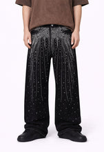 Load image into Gallery viewer, NOIR FLORAL RHINESTONE DENIM
