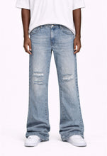 Load image into Gallery viewer, AZUL DISTRESSED SPLIT FLARE DENIM
