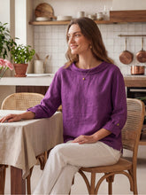 Load image into Gallery viewer, 100% Linen Draped Neck Top HOLLIS

