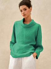 Load image into Gallery viewer, 100% Linen Dropped Collar Long-Sleeve Top TRISTAN
