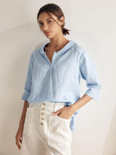 Load image into Gallery viewer, 100% Linen Shawl V-Neck Half Sleeve Top JADE
