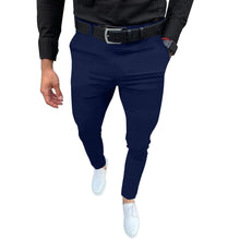 Load image into Gallery viewer, Boys Mens Fashion Slim Fit Dress Pants Casual Business Skinny Stretch Pants Golf Pants Small Navy - # BOAA13410005
