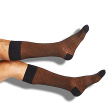 Load image into Gallery viewer, Orange and Black Birdseye Dress Socks
