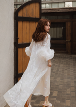 Load image into Gallery viewer, Ostrich Feather Sequin 3D Floral Lace Long Robe with Sequin Nightgown Set

