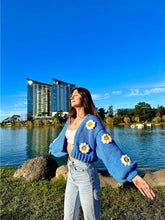 Load image into Gallery viewer, Oversize Handmade Blue Floral Cardigan | NCS
