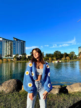 Load image into Gallery viewer, Oversize Handmade Blue Floral Cardigan | NCS
